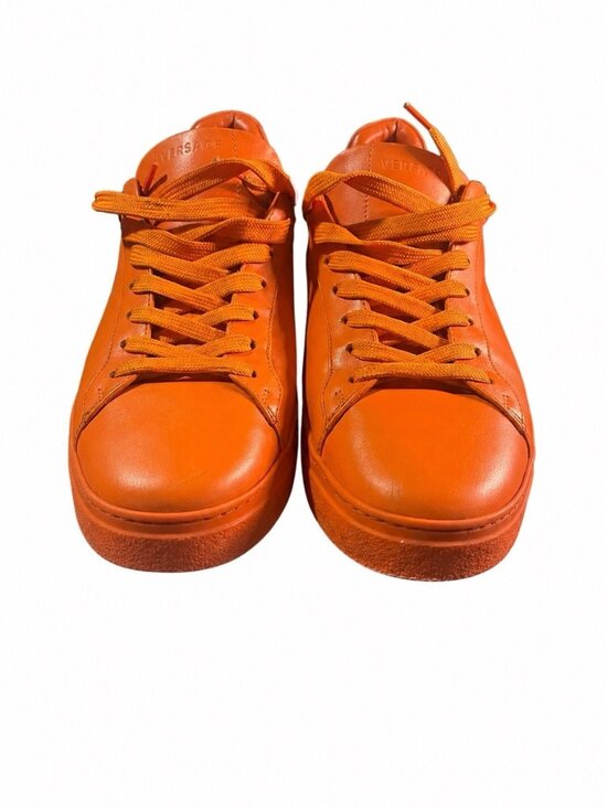 Versace Orange Leather Lion Head Lace-Up Casual Sneakers – Men’s Size 10 main image 5